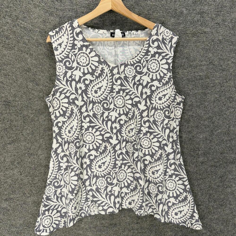 Double Take Blouse Women 1X Plus Gray Paisley Sleeveless Wide Strap Casual